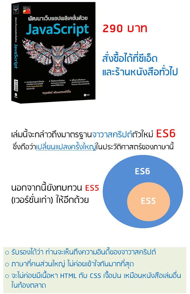 ขายหนังสือ จาวาสคริปต์ Javascript ES6 (ECMAScript 2016)